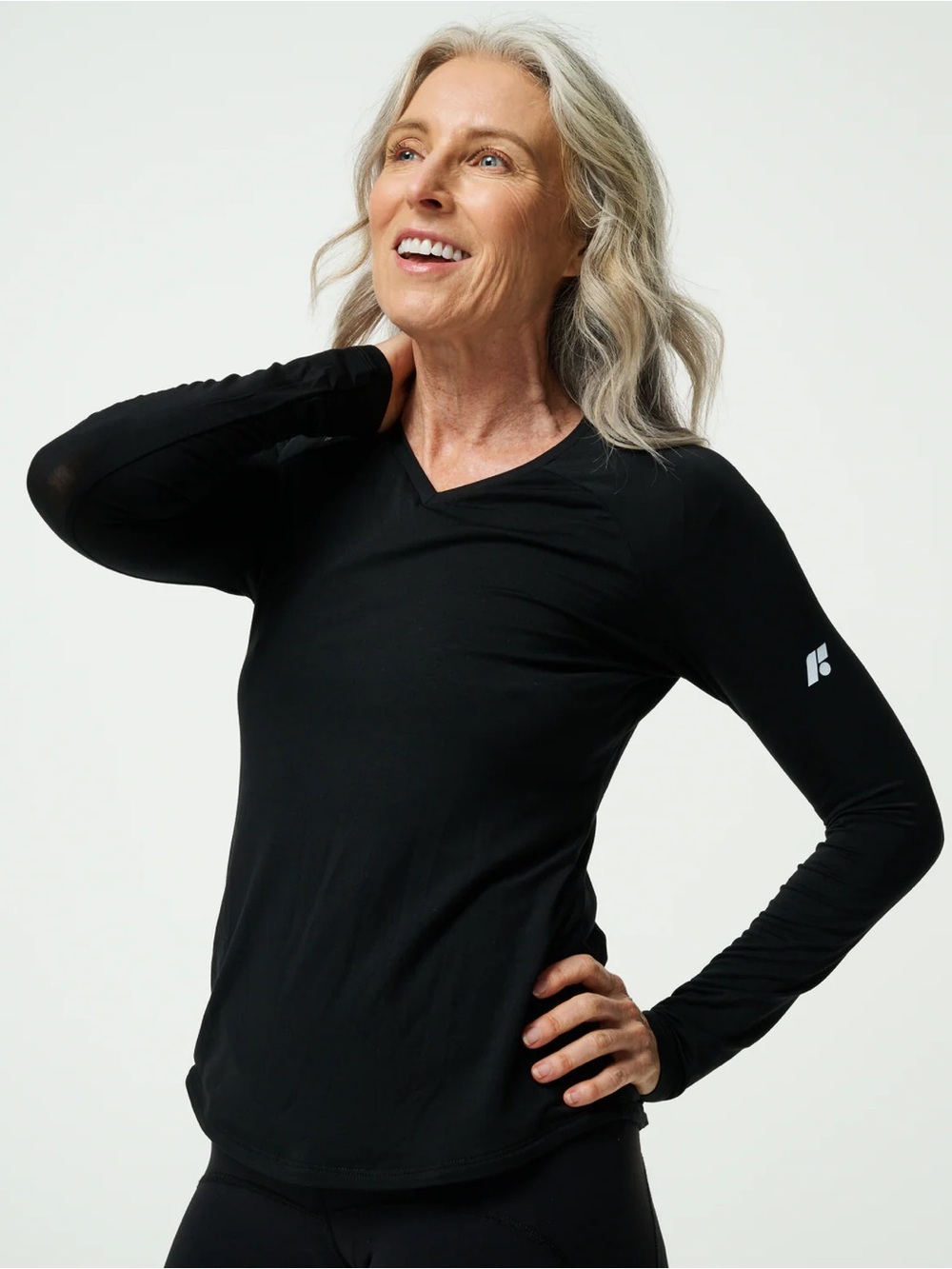 Forme || V-Neck Long Sleeve Posture Support Shirt Black Medium